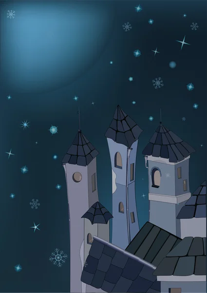 Зимове місто і ніч — стоковий вектор