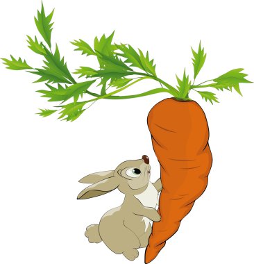 Fairy tale about a bunny and very big carrot clipart