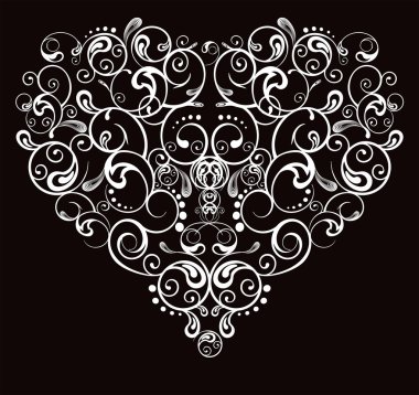 Heart, abstract pattern on a black background clipart