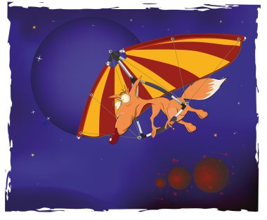 Para plane and a young fox clipart