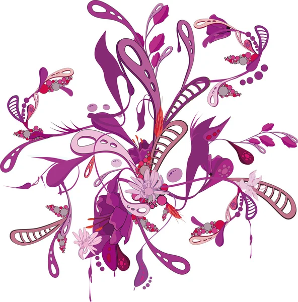 花と抽象的なバイオレット飾り — ストックベクタ