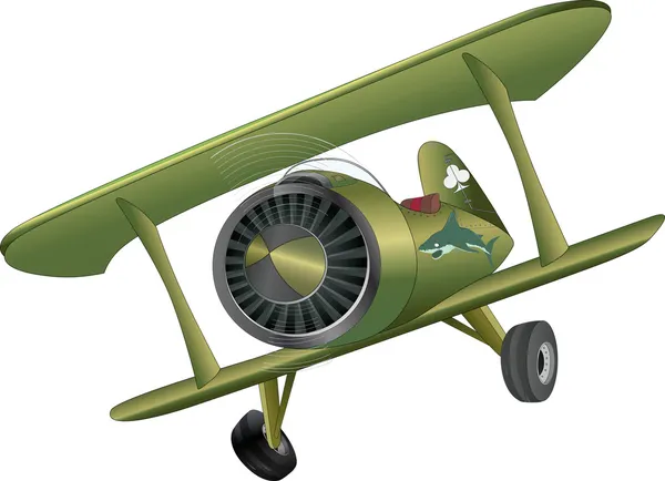 Old Plane Biplane Transport Armed Travel — Stock Vector