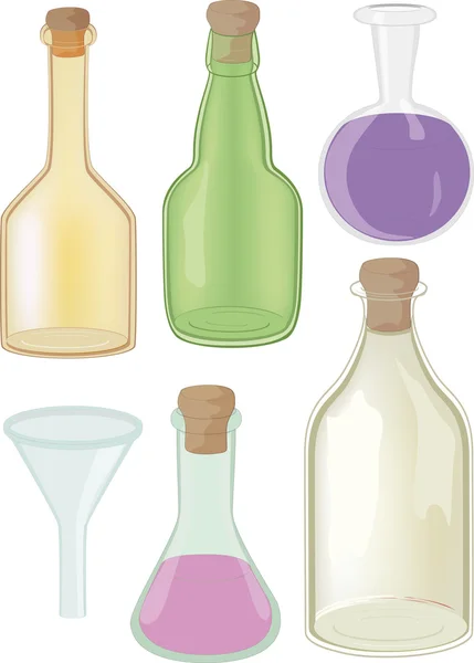Bottles and chemical ware — Stock Vector