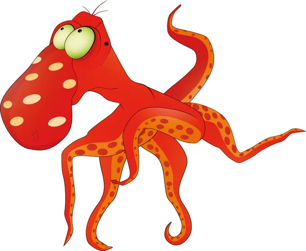 Sad Octopus Fairy Tale Animal Aquatic — Stock Vector
