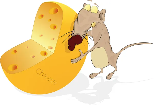 Rat and cheese — Stock Vector