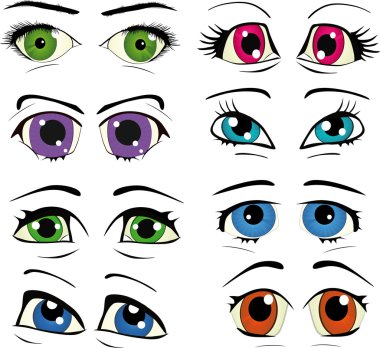 The complete set of the drawn eyes clipart