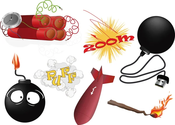 The complete set an explosive — Stock Vector