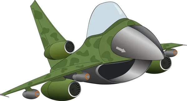 Silahlı Modern Askeri Jet Uçak Karikatür Taşıma — Stok Vektör
