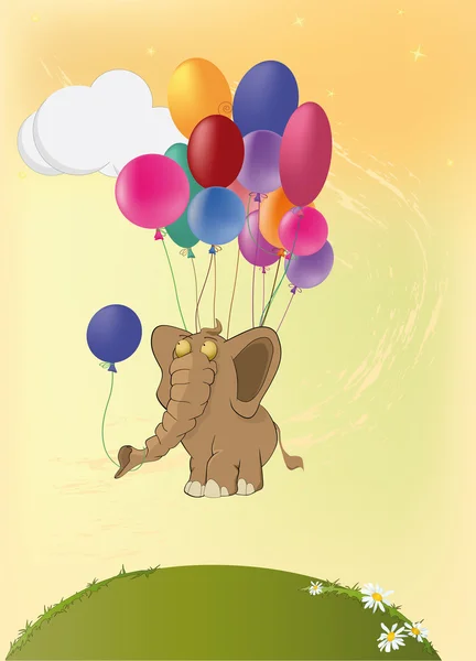 大象和气球假日马戏团 — 图库矢量图片