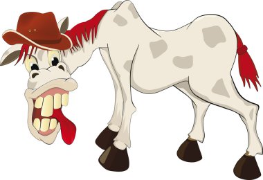 Horse caricature animals hat clipart