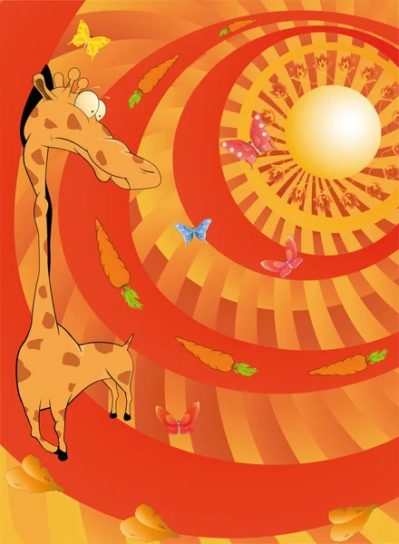 Giraffe en een abstracte achtergrond — Stockvector