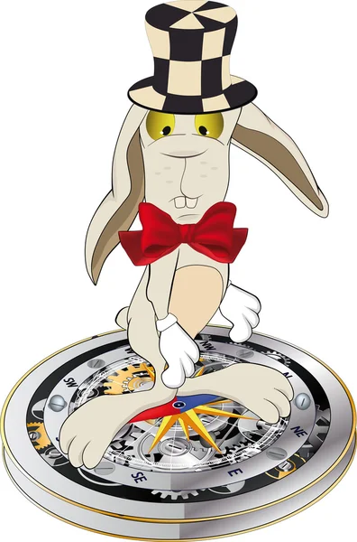 兔和指南针动物占星术旅行指南针 — 图库矢量图片