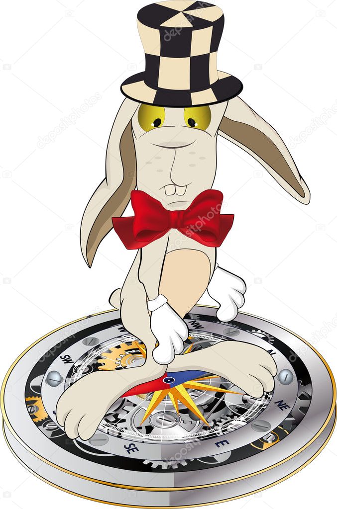 Rabbit and a compass animals astrology travel compass
