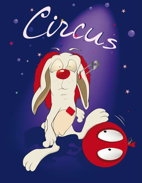 Plakat. królik w cyrku — Wektor stockowy