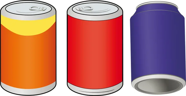 Latas de metal diferentes para bebidas — Vetor de Stock