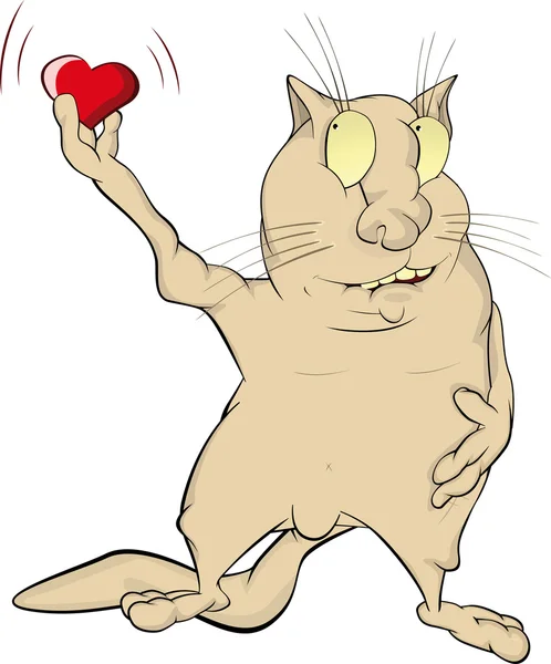 Γάτα και καρδιά — Διανυσματικό Αρχείο