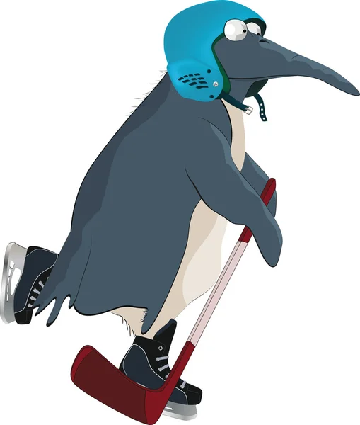 Penguin Hockey Player Animals Bird Sport — Stock Vector