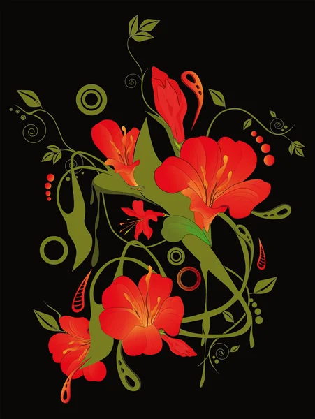 Pop アート 花と抽象的な飾り — ストックベクタ