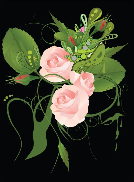 用玫瑰鲜花抽象图案 — 图库矢量图片