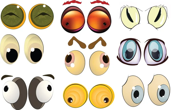 O conjunto completo dos olhos desenhados — Vetor de Stock