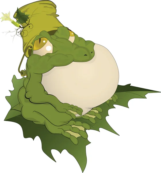 Toad on a leaf.Cartoon — Stock Vector