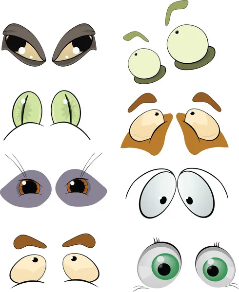 The complete set of the drawn eyes. Cartoon — Stock Vector