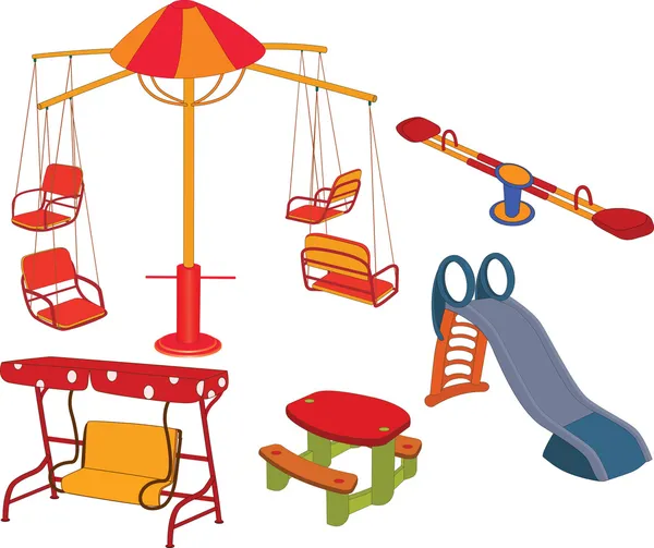 De voltooit vastgestelde een children's swing — Stockvector