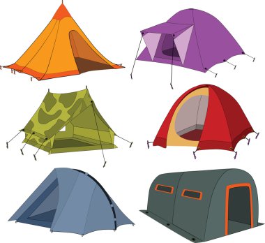 Set of tourist tents clipart