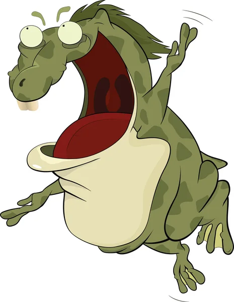 The big green toad. Cartoon — Stock Vector