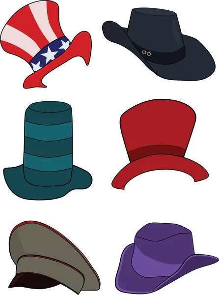 Полный набор шляп, головных уборов — стоковый вектор