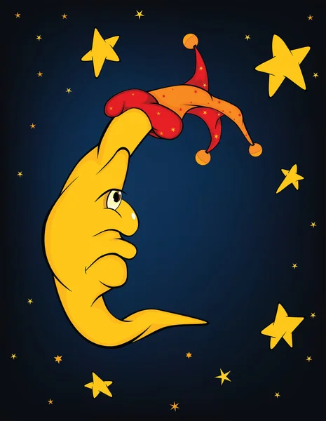 Feestelijke sprookje. de maan en de sterren. Cartoon — Stockvector