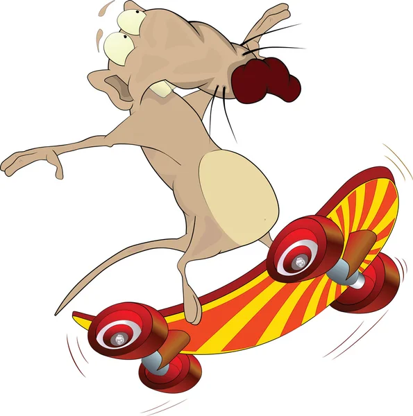 Ratte und Skateboard .cartoon — Stockvektor