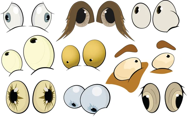 De complete set van de getekende ogen. Cartoon — Stockvector