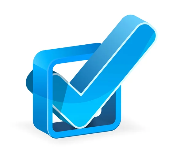 Casilla de verificación azul con marca de verificación — Vector de stock