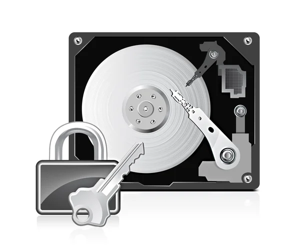 Computer harddrive and lock — Stock Vector