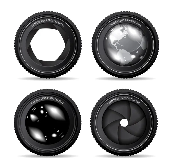 Ilustración vectorial de lente de cámara en blanco — Vector de stock
