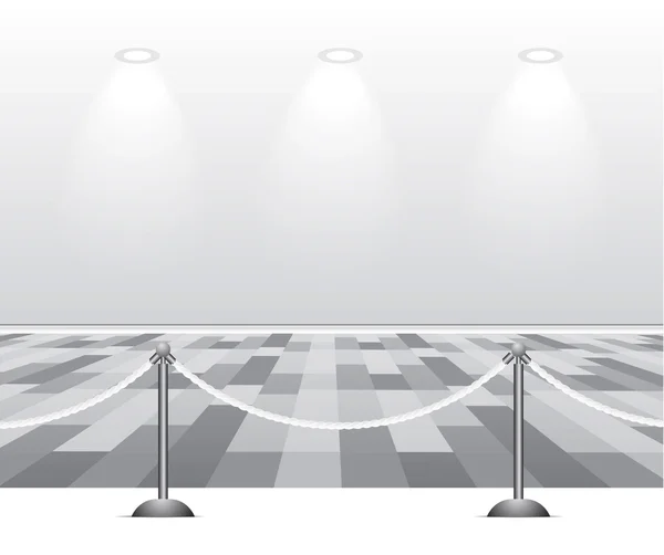 Tomt vitt rum med lampa på grå bakgrund — Stock vektor