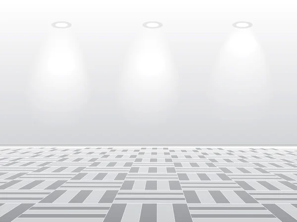 Chambre blanche vide avec lampe sur fond gris — Image vectorielle