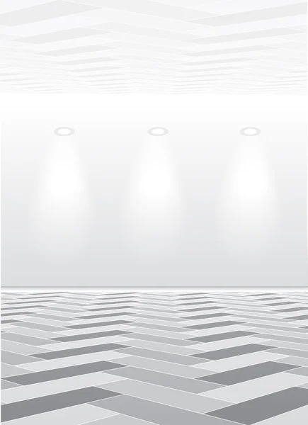Quarto branco vazio com lâmpada no fundo cinza — Vetor de Stock