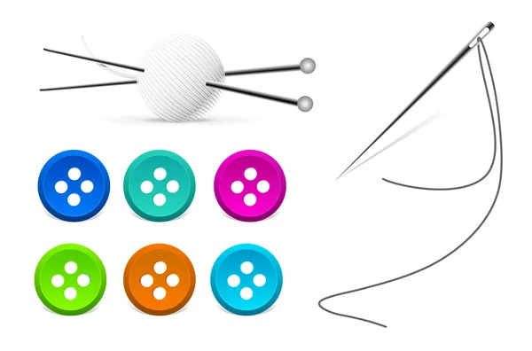 Aiguille et rayons avec boutons sur fond blanc — Image vectorielle