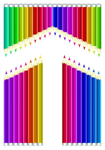 Flecha de lápices de colores vectoriales sobre fondo blanco — Vector de stock