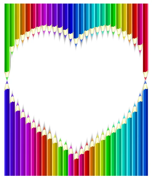 Χρωματιστά μολύβια σε σχήμα καρδιάς / διανυσματική εικονογράφηση — Διανυσματικό Αρχείο