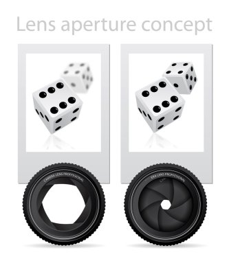 Lens aperture concept on the example of two photos clipart