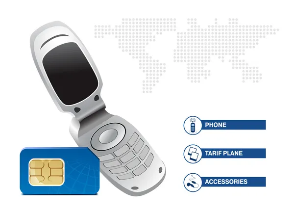 Cellulare con scheda SIM — Vettoriale Stock