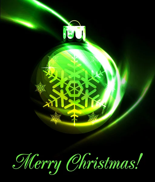 Kerst decoratie bal illustratie op zwarte achtergrond — Stockvector