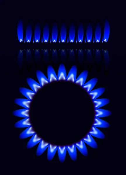 Natural gas flame isolated on black background — Stock Vector