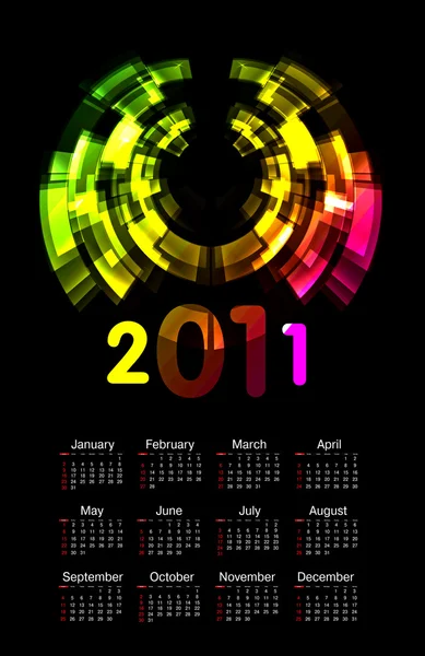 Calendario colorato per il 2011 — Vettoriale Stock