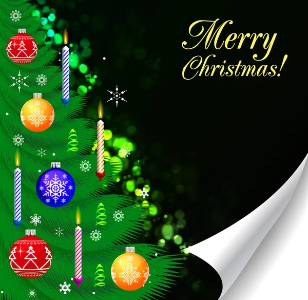 Vánoční strom decorated.over černý — Stockový vektor