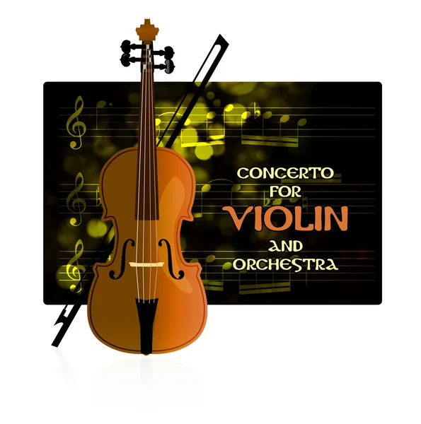 Violino com notas e arco — Vetor de Stock