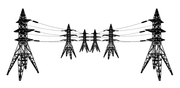 Vector silhouette of Power lines — Stock Vector